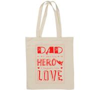 Sac fourre-tout en coton naturel avec inscription Dad A Son's First Hero A Daughter's First Love Blanc