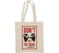 Sac fourre-tout en coton naturel avec inscription « Don't Quit The Game Broken Controller » Blanc