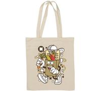 Sac fourre-tout en coton naturel avec inscription « Eat Your Vegetables Go Green » - Blanc