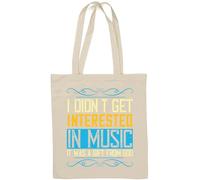 Sac fourre-tout en coton naturel avec inscription « I didn't get interested in music ». It was a gift from God Natural Cotton Tote Bag White