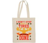 Sac fourre-tout en coton naturel avec inscription « I Don't Stop When I'm Tired I Stop When I'm Done Overhead Press » Blanc