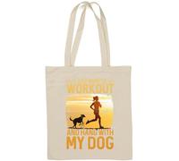 Sac fourre-tout en coton naturel avec inscription « I Just Want to Workout and Hang with My Dog » - Blanc