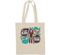 Sac fourre-tout en coton naturel avec inscription « I Like Blood and Ice Cream » - Blanc