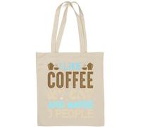 Sac fourre-tout en coton naturel avec inscription « I Like Coffee My Cat and Maybe 3 People » Blanc