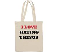 Sac fourre-tout en coton naturel avec inscription « I Love Hating Things » Blanc