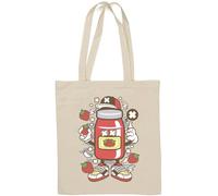 Sac fourre-tout en coton naturel avec inscription « I Love Strawberry Jam Strawberries » Blanc
