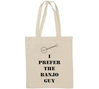 Sac fourre-tout en coton naturel avec inscription « I prefer the banjo guy » Blanc