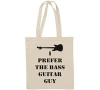 Sac fourre-tout en coton naturel avec inscription « I prefer the bass guitar guy » Blanc