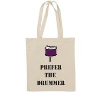 Sac fourre-tout en coton naturel avec inscription « I prefer the drummer » Blanc