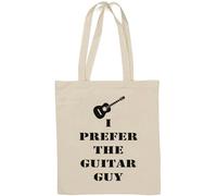 Sac fourre-tout en coton naturel avec inscription « I prefer the guitar guy » Blanc