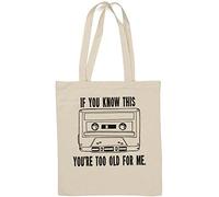 Sac fourre-tout en coton naturel avec inscription « If You Know This You're Too Old for Me » Blanc