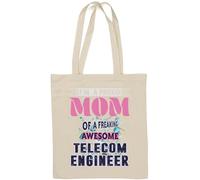 Sac fourre-tout en coton naturel avec inscription « I'm A Proud Mom of A Freaking Awesome » - Ingénieur télécom - Blanc