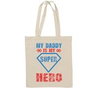 Sac fourre-tout en coton naturel avec inscription « My Daddy is My Super Hero » Blanc