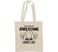 Sac fourre-tout en coton naturel avec inscription « This is What an Awesome Mom Looks Like » Blanc