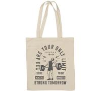 Sac fourre-tout en coton naturel avec inscription « You are Your Only Limit Sore Today Strong Tomorrow » - Blanc