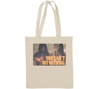 Sac fourre-tout en coton naturel avec inscription « You Can't Sit With Us Smoking Girl » Blanc