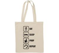 Sac fourre-tout en coton naturel avec logo Eat Sleep Poop Repeat Blanc