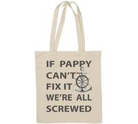 Sac fourre-tout en coton naturel avec motif « If Pappy Can't Fix It We're All Screwed Anchor » - Blanc
