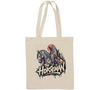 Sac fourre-tout en coton naturel avec motif squelette cheval blanc