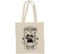 Sac fourre-tout en coton naturel avec motif tête de mort « Bring The Beat Born to Be Drummer » Blanc