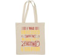 Sac fourre-tout en coton naturel avec slogan cynique « I was obsessed by the idea of fasting and being alone » Blanc