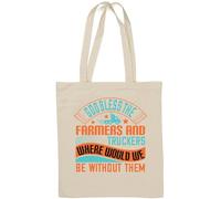 Sac fourre-tout en coton naturel avec slogan « God Bless The Farmers and Truckers » - Blanc