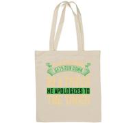 Sac fourre-tout en coton naturel avec slogan humoristique « If an Englishman gets run down by the truck » Blanc