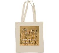 Sac fourre-tout en coton naturel avec slogan humoristique « What Are You Looking At » Blanc
