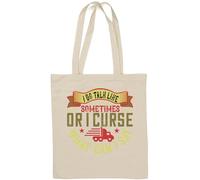 Sac fourre-tout en coton naturel avec slogan « I do talk like a truck driver sometimes funny » Blanc