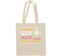 Sac fourre-tout en coton naturel avec slogan « I feel like good music comes and goes in waves » Blanc