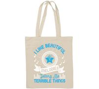 Sac fourre-tout en coton naturel avec slogan « I like beautiful melodies telling me terrible things » Blanc