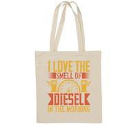 Sac fourre-tout en coton naturel avec slogan « I Love The Smell Of Diesel In The Morning Mechanic Car Garage » Blanc