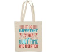 Sac fourre-tout en coton naturel avec slogan « It's important to have quiet time » Blanc