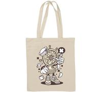 Sac fourre-tout en coton naturel avec volant de bateau The Helm Sailor Captain Art Blanc