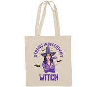 Sac fourre-tout en coton naturel blanc avec motif sorcière féminisme