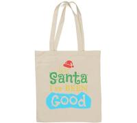 Sac fourre-tout en coton naturel « Dear Santa I Have Been Good » Blanc
