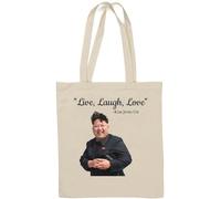 Sac fourre-tout en coton naturel Live Laugh Love Kim Jong Un Blanc