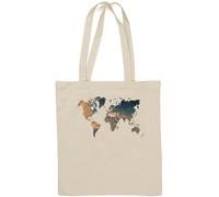 Sac fourre-tout en coton naturel Motif carte de l'espace du monde Blanc