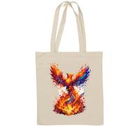 Sac fourre-tout en coton naturel motif phénix qui monte des flammes vives Blanc