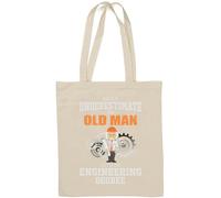 Sac fourre-tout en coton naturel « Never Underestimate an Old Man with an Engineering Degree » Blanc