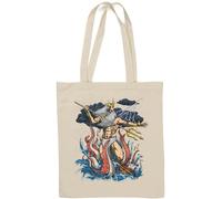 Sac fourre-tout en coton naturel Poséidon Grec antique Dieu de la mer Blanc