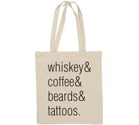 Sac fourre-tout en coton naturel pour whisky, café, barbes et tatouages Blanc