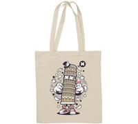 Sac fourre-tout en coton naturel style hip-hop de Pisa Tower - Blanc