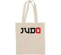 Sac fourre-tout en coton naturel style judo kanji calligraphie art martiaux blanc