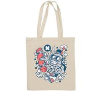 Sac fourre-tout en coton naturel style urbain Cyborg Skater Blanc