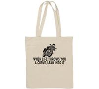 Sac fourre-tout en coton naturel « When Life Throws You A Curve Lean Into It » Blanc