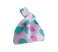 Sac fourre-tout en crochet à motif de fraises - Sac à main tricoté mignon - Petit nœud - Sac à main tricoté pour enfants, violet, One Size