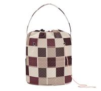 Sac fourre-tout en crochet neutre avec trous pour outils de tricot - Motif écossais bordeaux