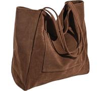 Sac fourre-tout en cuir, sac fourre-tout pour femme, simili cuir suédé, épaule unique, capacité, marron, sacs à main souples avec poche avant pour un usage quotidien, bureau, voyage, épaule po