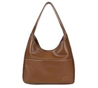 Sac fourre-tout en cuir synthétique pour femme, sac à bandoulière pour université, sac fourre-tout de travail, sac à déjeuner avec bandoulière, marron, Taille unique